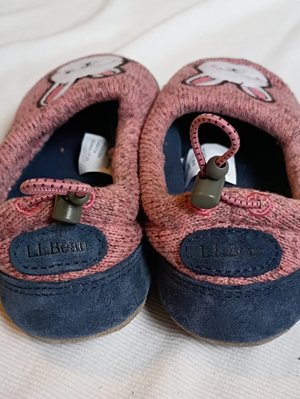 NWT L.L. Bean Rose Pink Bunny Slip-On Slippers